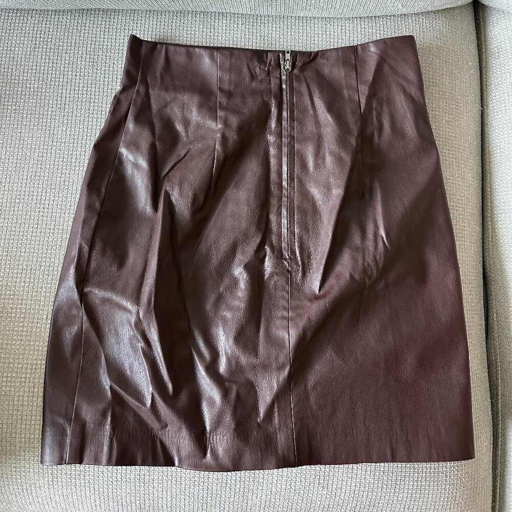 H&M Burgundy Vegan Leather Pencil Skirt, Brown/Burgundy (Size 6)